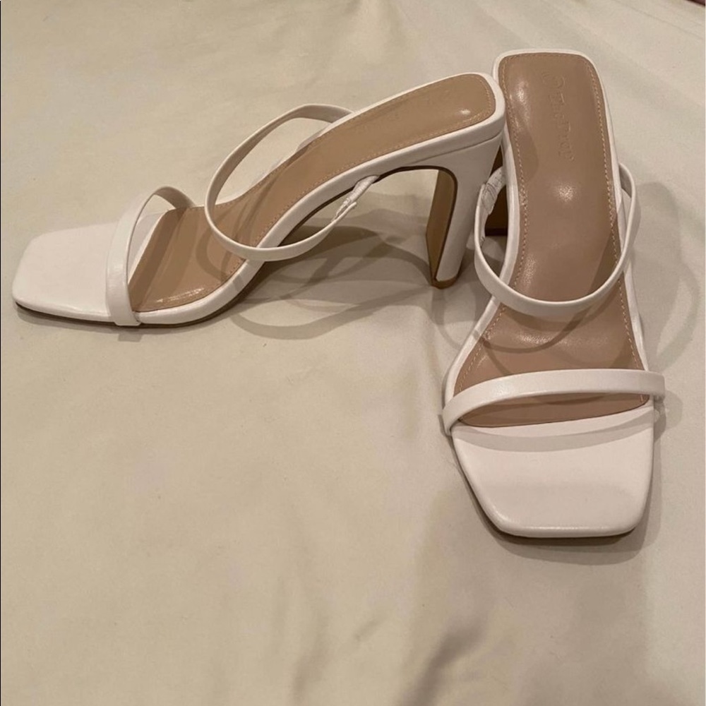 White strappy heels